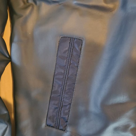 NWT Men's Navy Faux Leather Mid Length Buttoned Jacket - Picture 8 of 9